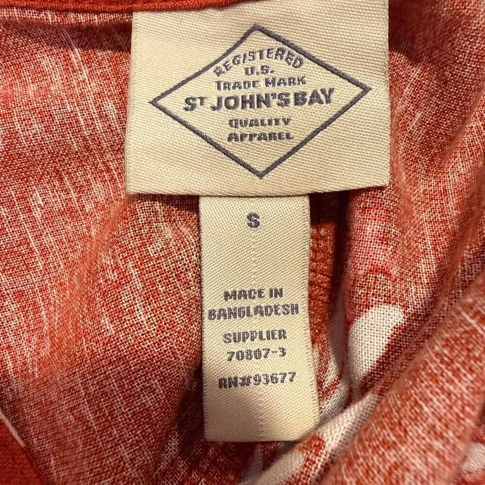 St. John's Bay Linen Blend Midi Dress Rust Orange Boho Pockets Small Vacation